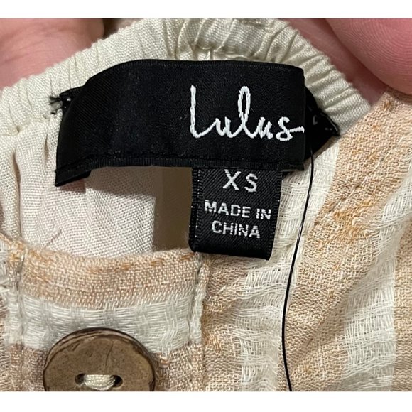 LULUS Weekend At The Beach Tan Striped 3/4 Sleeve Romper - Picture 4 of 7